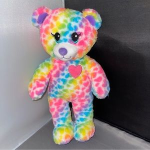 Secret Diary Bear BUILD-A-BEAR WORKSHOP RECORDABLE Rainbow Heart Fur 12”